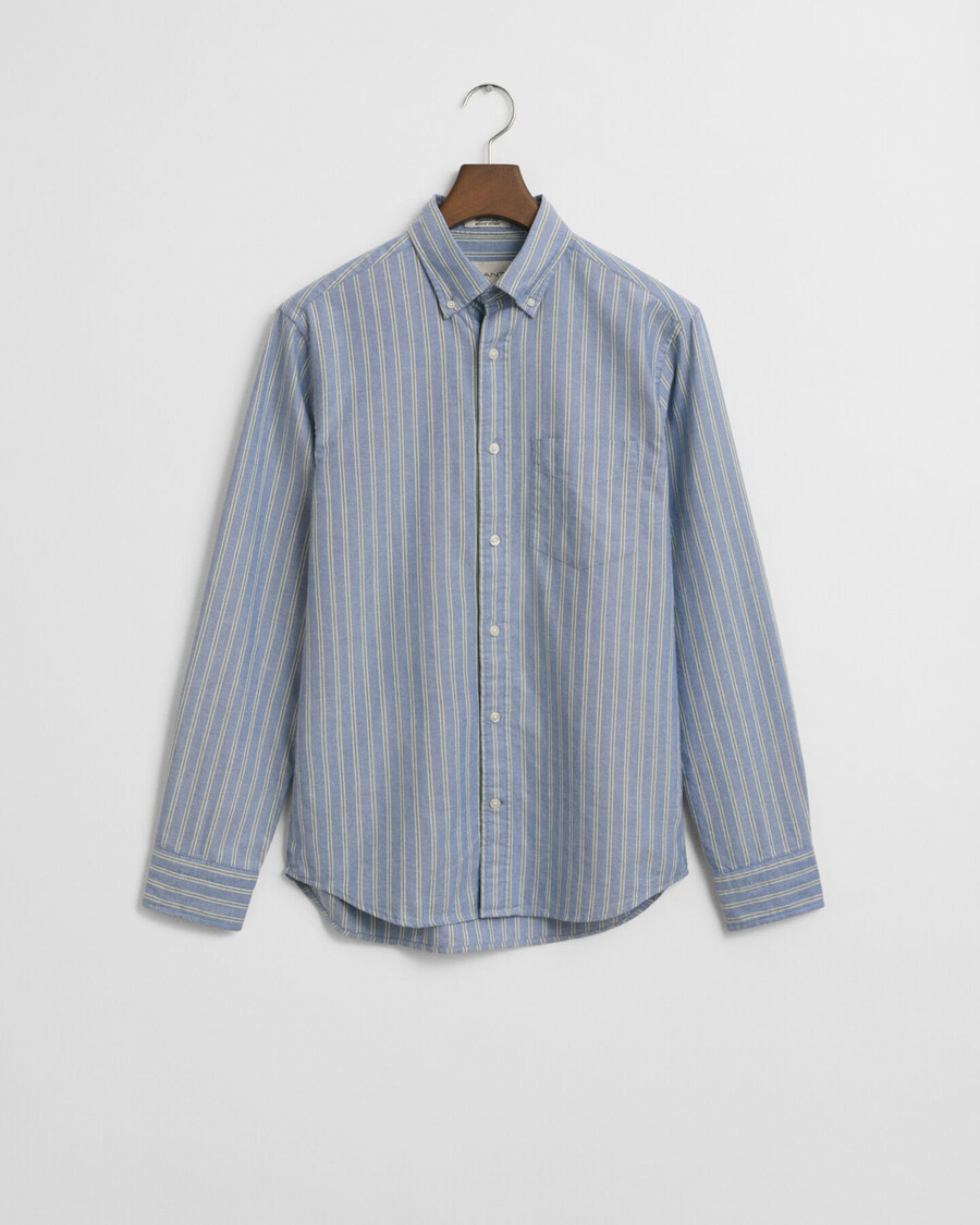 camisa oxford de archivo a rayas de corte regular - azul agua
