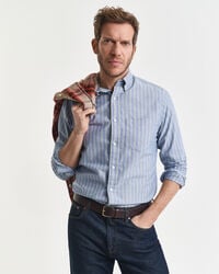 camisa oxford de archivo a rayas de corte regular - azul agua