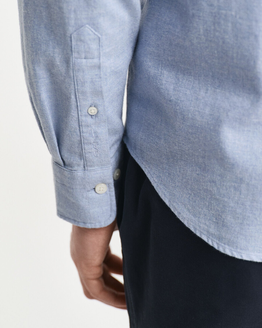 camisa de franela jaspeada de corte regular - azul claro jaspeado