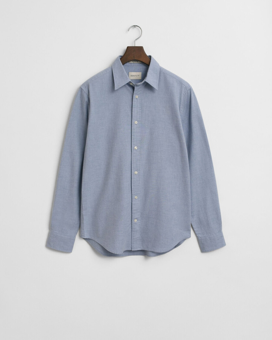 camisa de franela jaspeada de corte regular - azul claro jaspeado