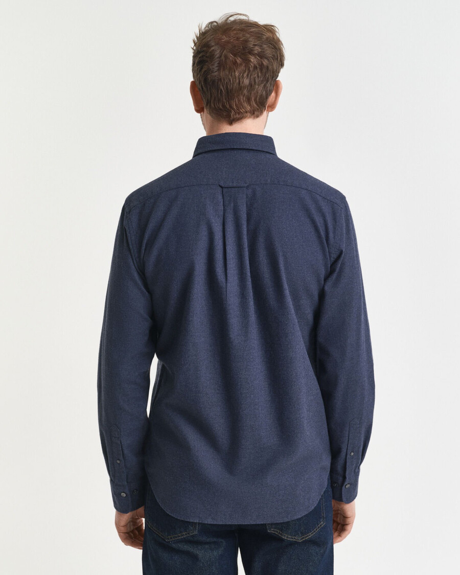 camisa de franela jaspeada de corte regular - Índigo oscuro jaspeado