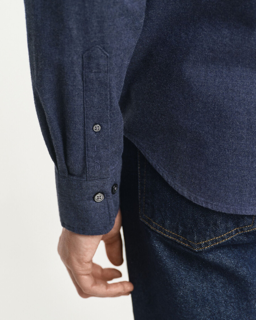 camisa de franela jaspeada de corte regular - Índigo oscuro jaspeado