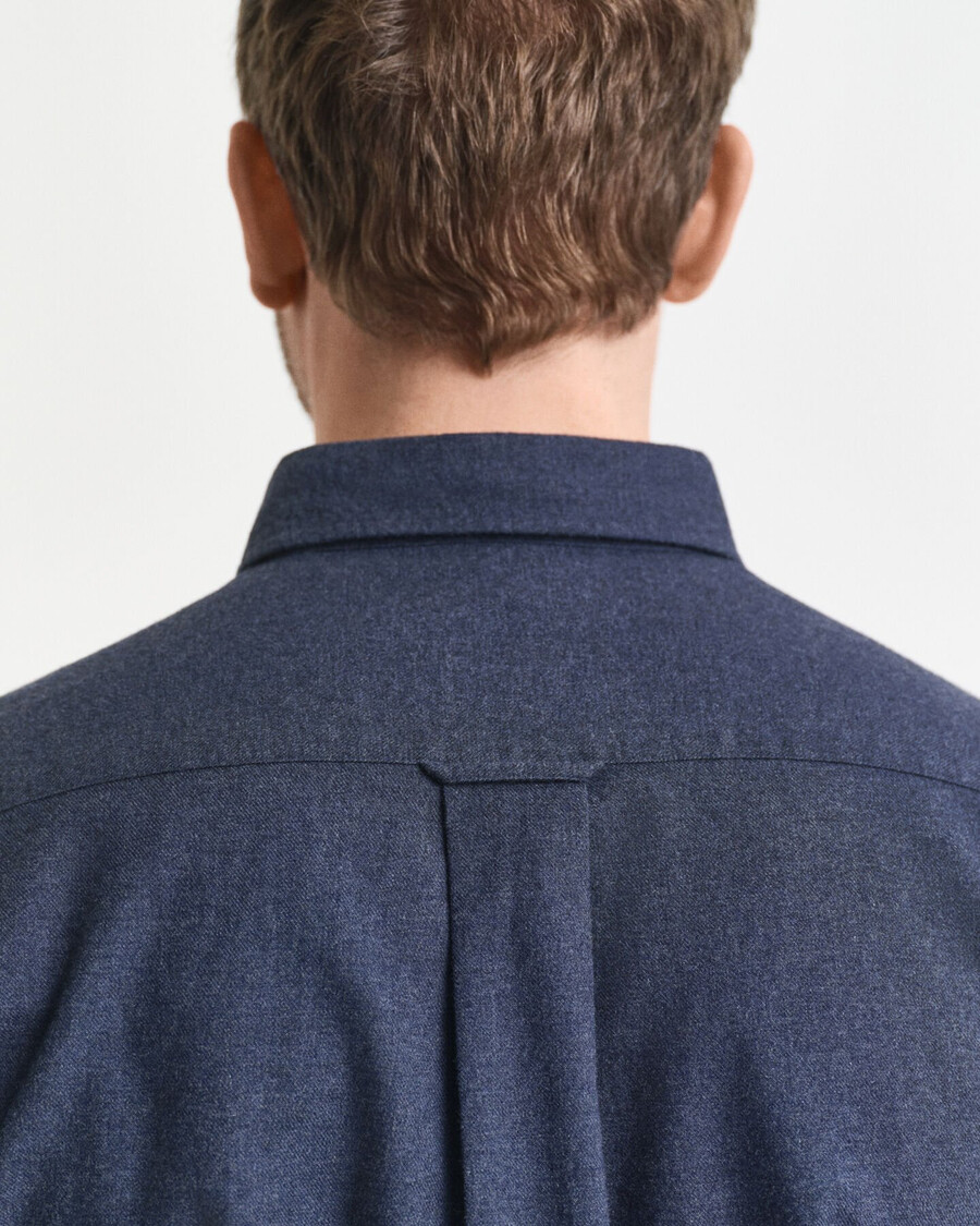 camisa de franela jaspeada de corte regular - Índigo oscuro jaspeado