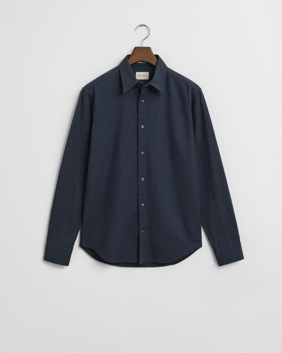 camisa de franela jaspeada de corte regular - Índigo oscuro jaspeado