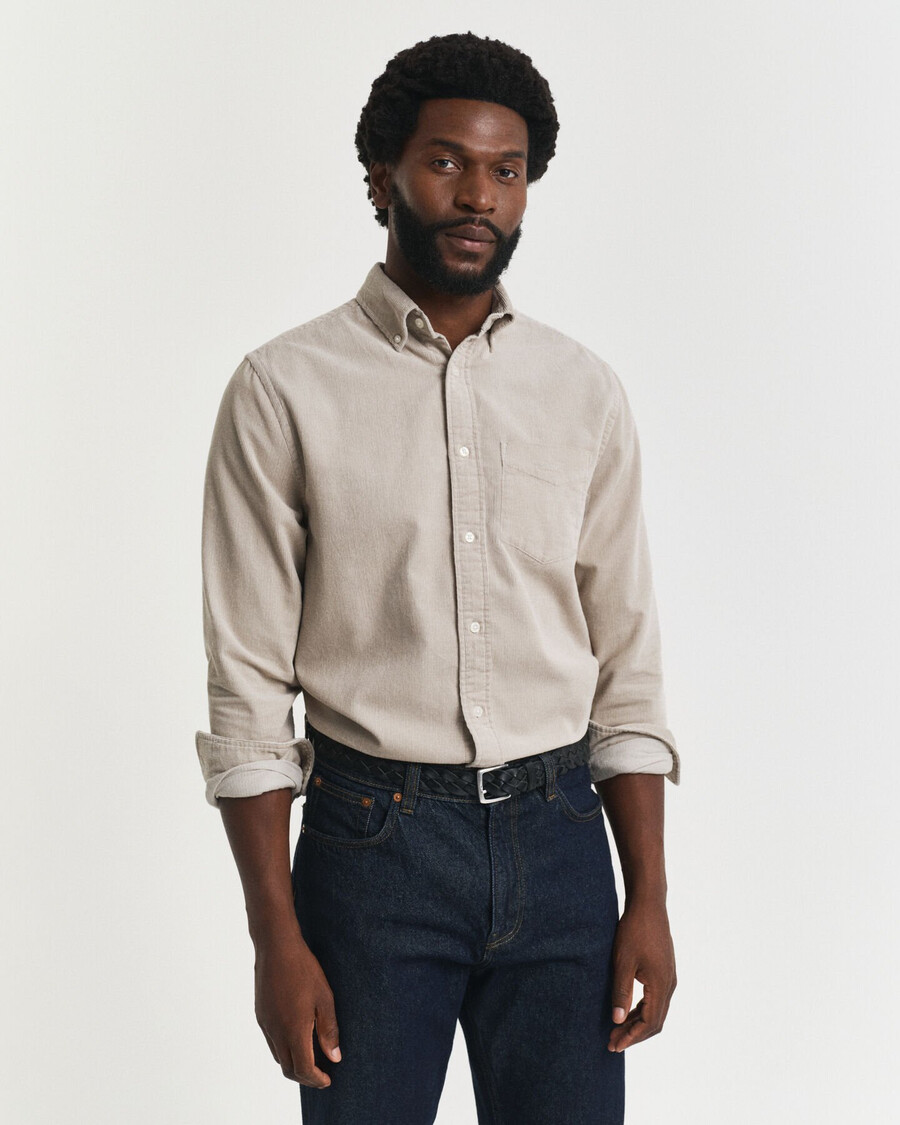 camisa de pana de corte regular - gris oscuro