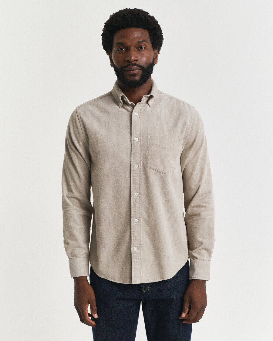 camisa de pana de corte regular - gris oscuro