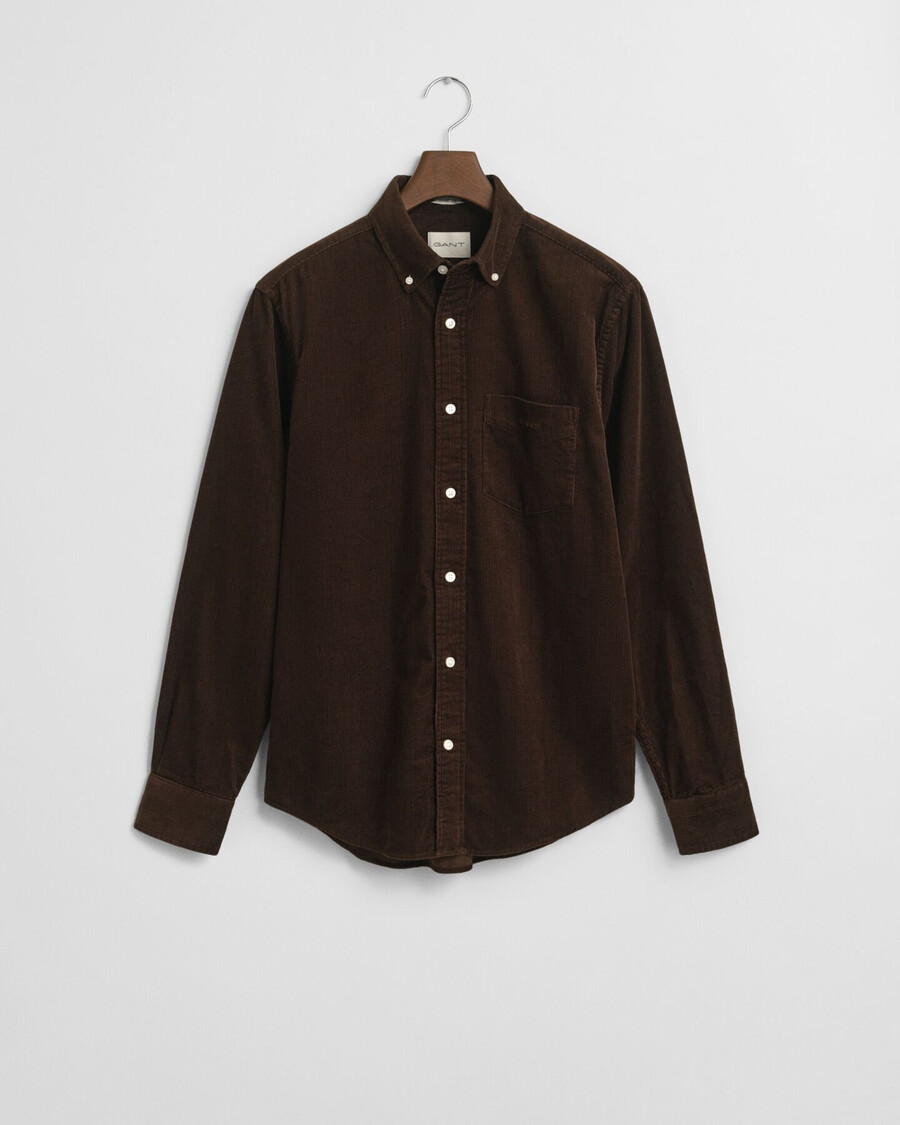 camisa de pana de corte regular - marrón intenso