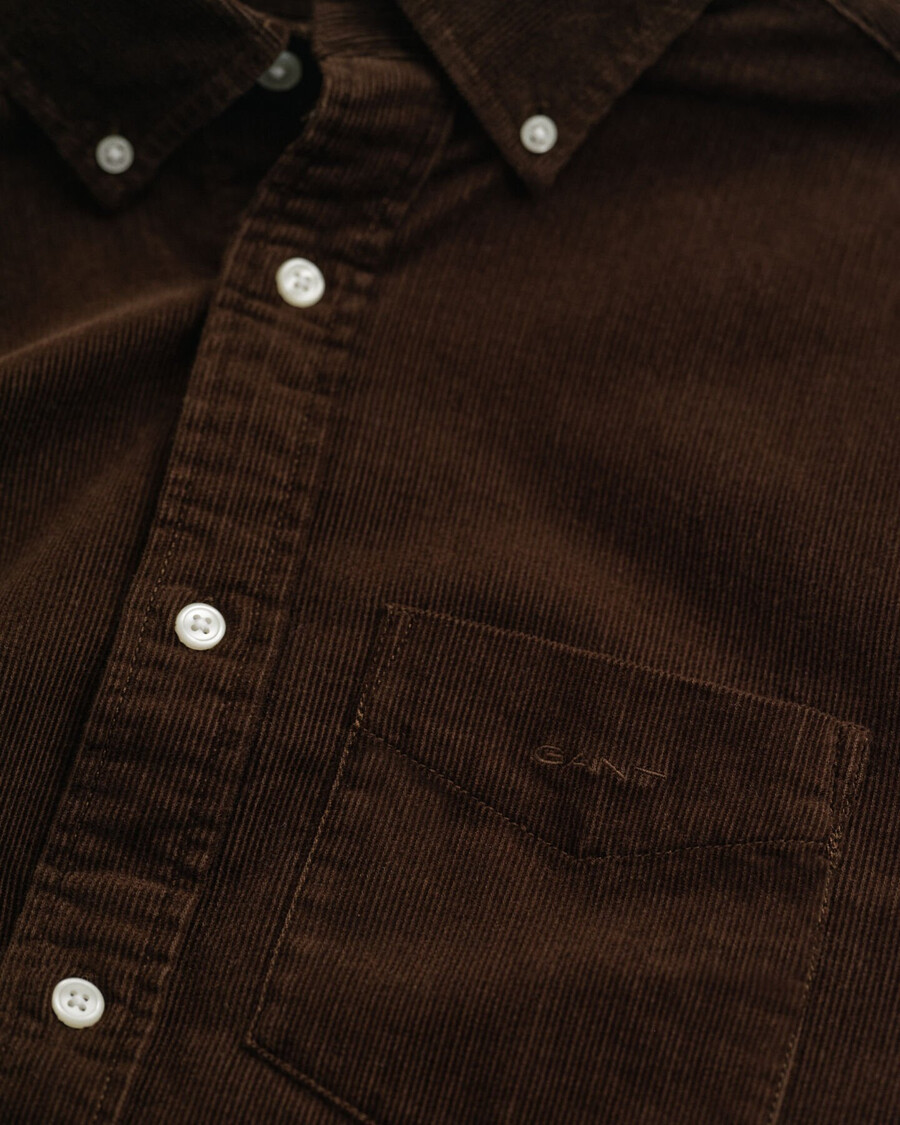 camisa de pana de corte regular - marrón intenso