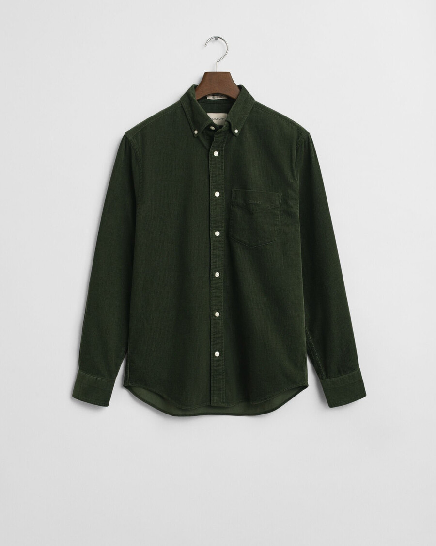 camisa de pana de corte regular - verde campestre