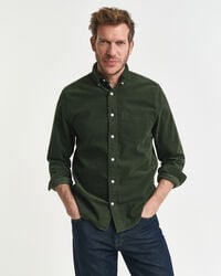 camisa de pana de corte regular - verde campestre