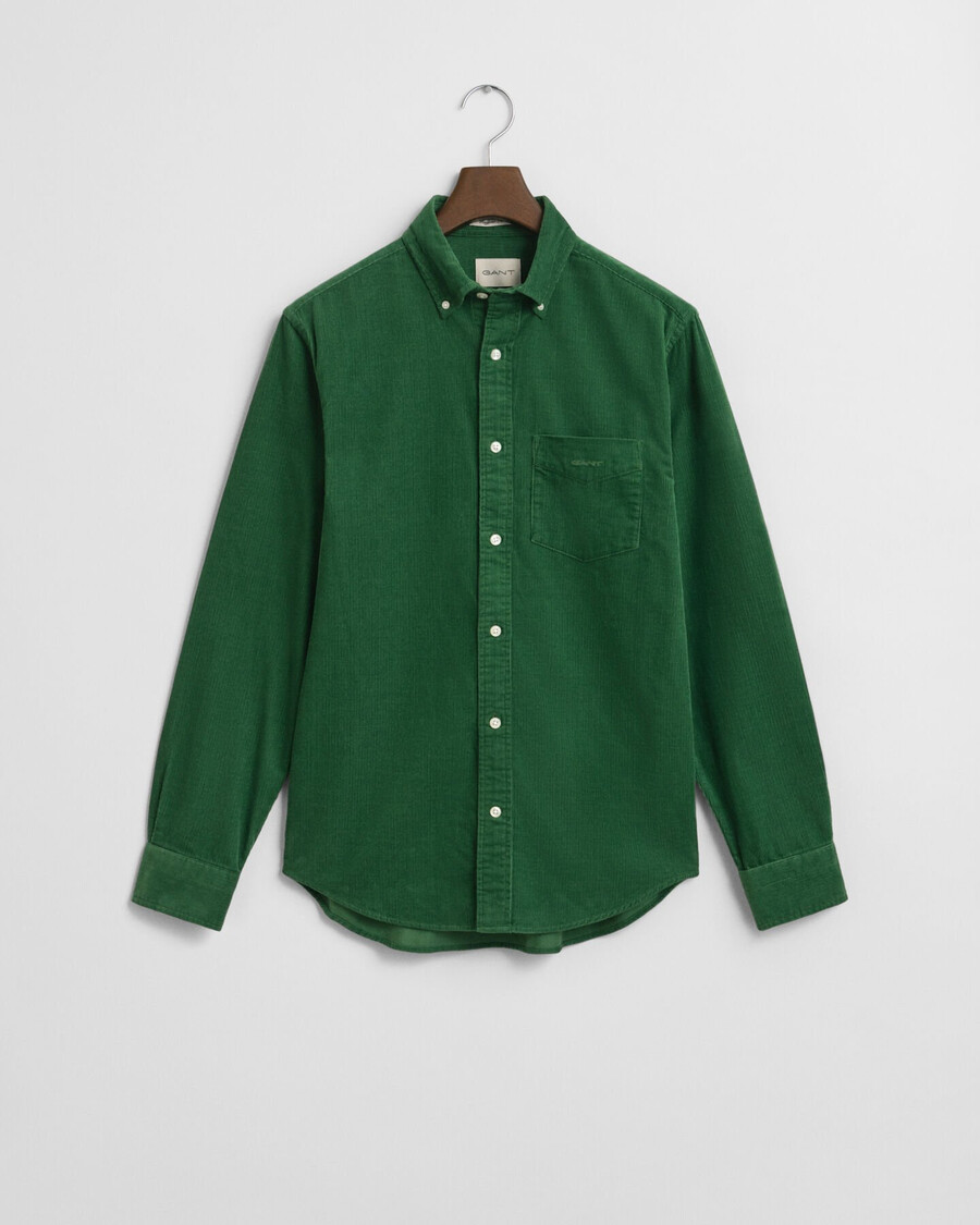 camisa de pana de corte regular - verde hierba