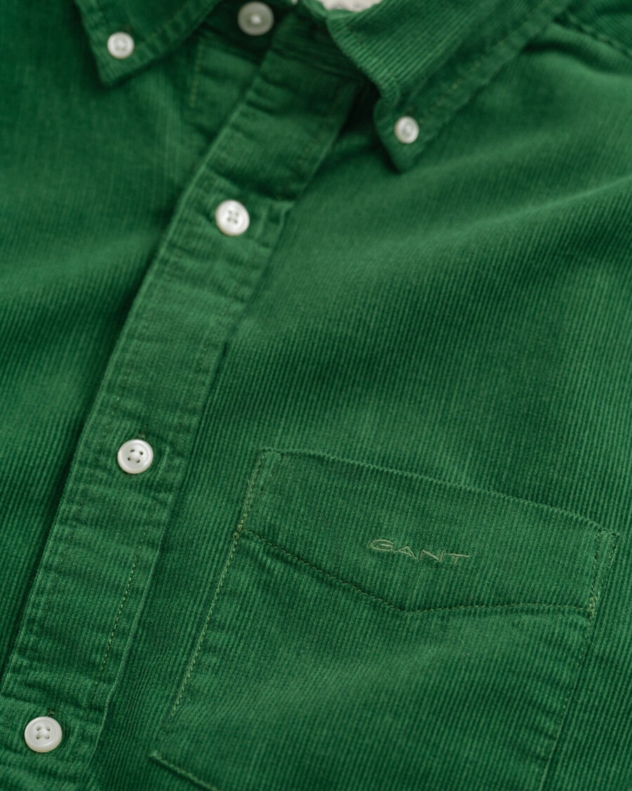 camisa de pana de corte regular - verde hierba