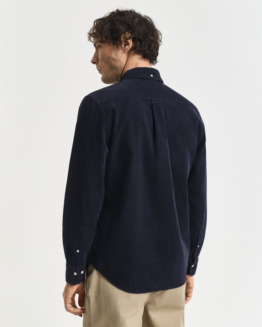 camisa de pana de corte regular - azul noche