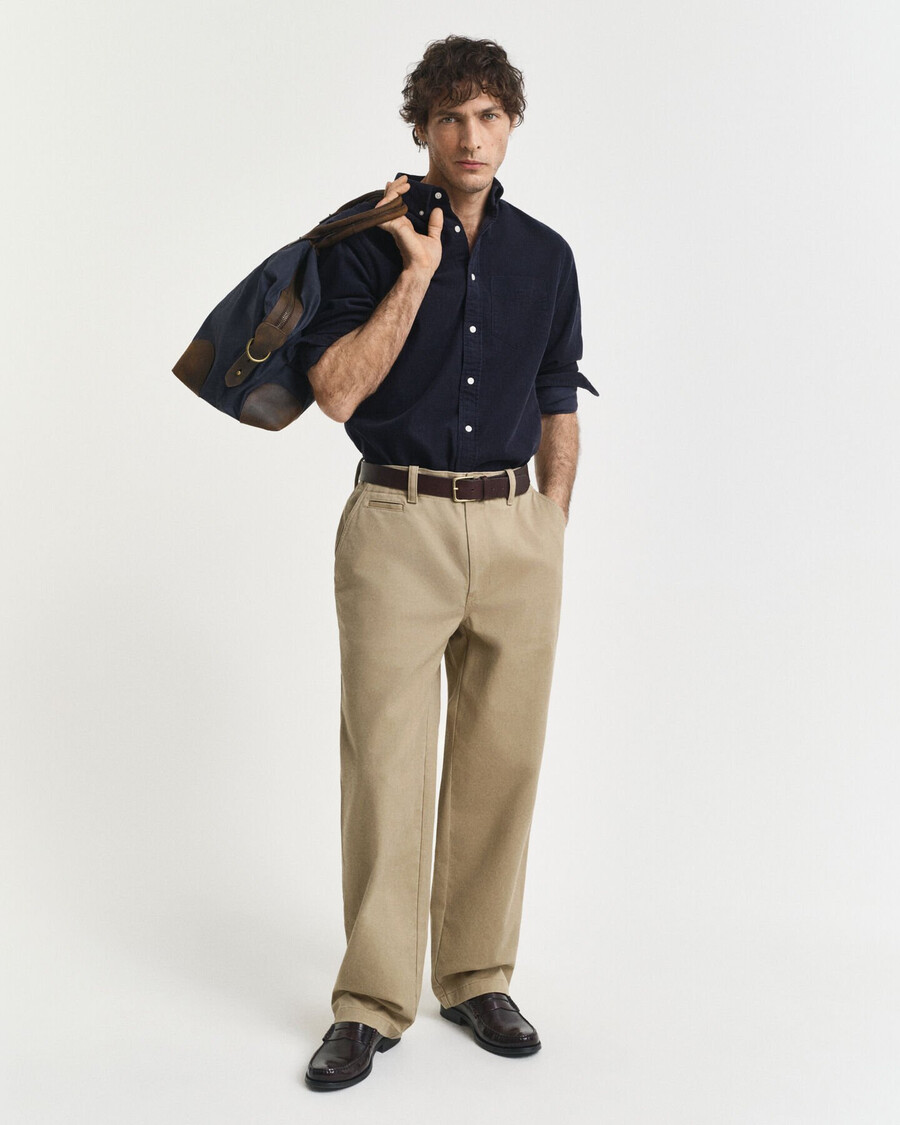 camisa de pana de corte regular - azul noche