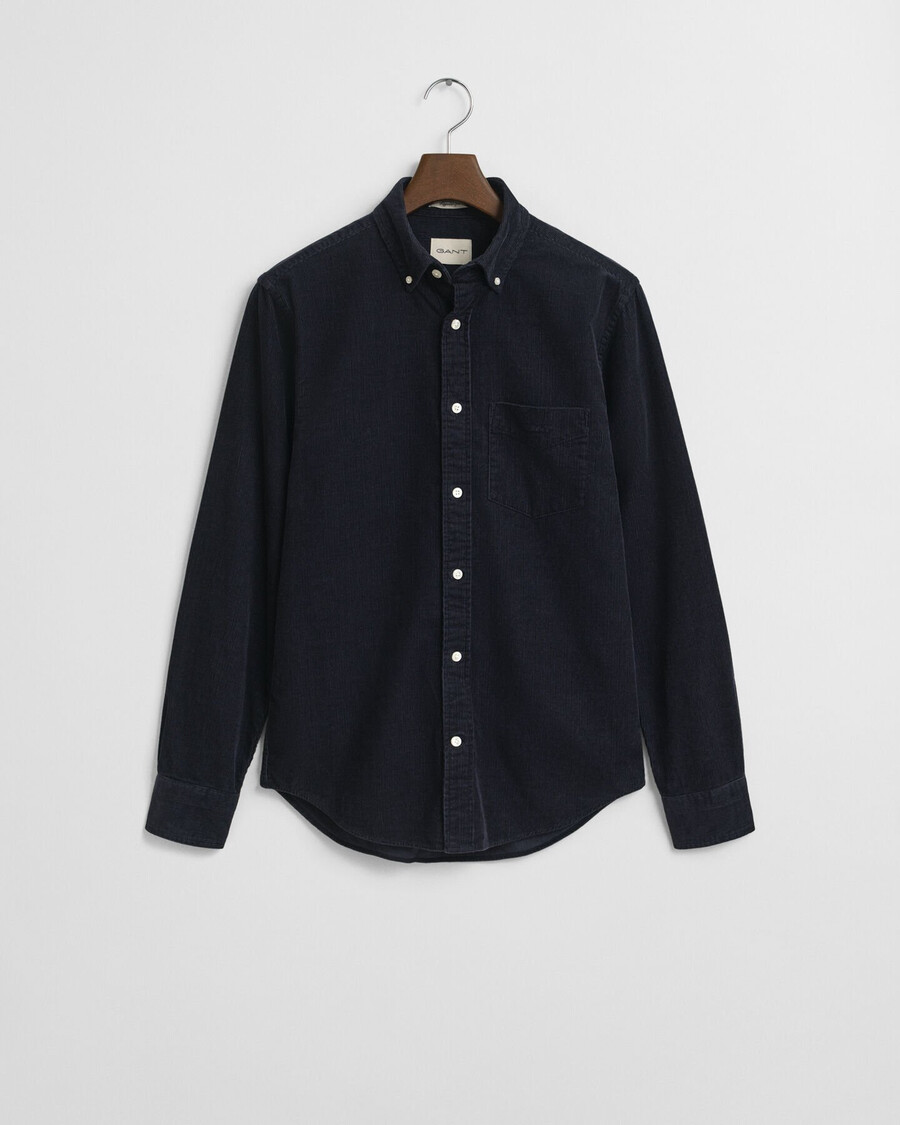 camisa de pana de corte regular - azul noche