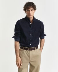 camisa de pana de corte regular - azul noche