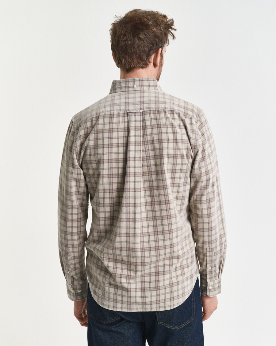 camisa de pana a cuadros de corte regular - gris oscuro