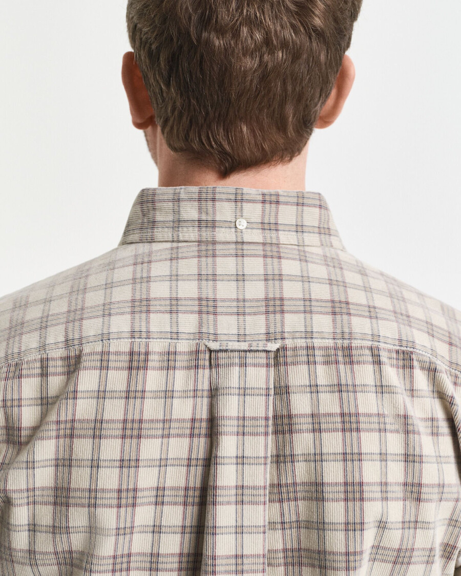 camisa de pana a cuadros de corte regular - gris oscuro