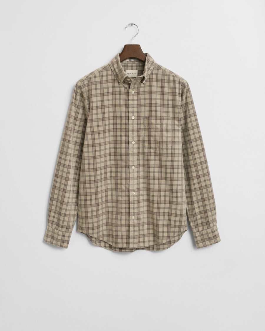 camisa de pana a cuadros de corte regular - gris oscuro