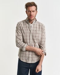 camisa de pana a cuadros de corte regular - gris oscuro