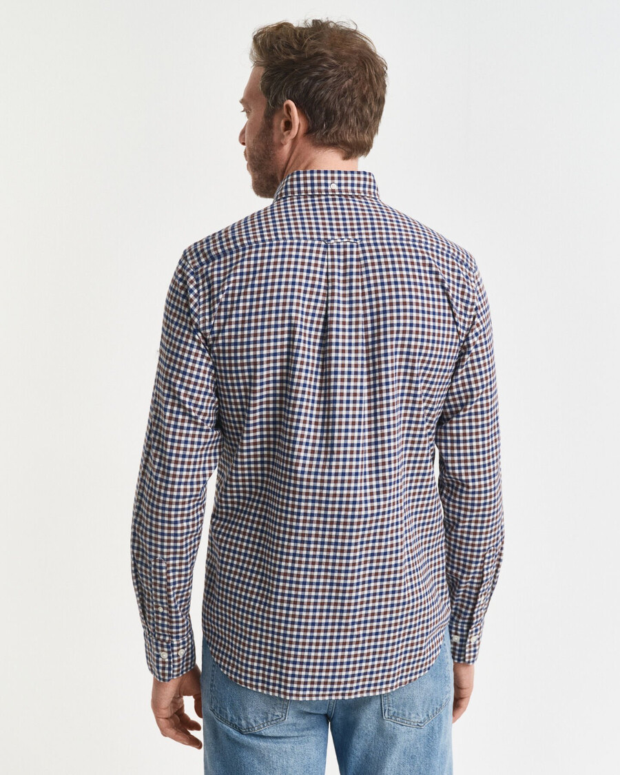 camisa de sarga de cuadros vichy de corte regular - marrón caoba