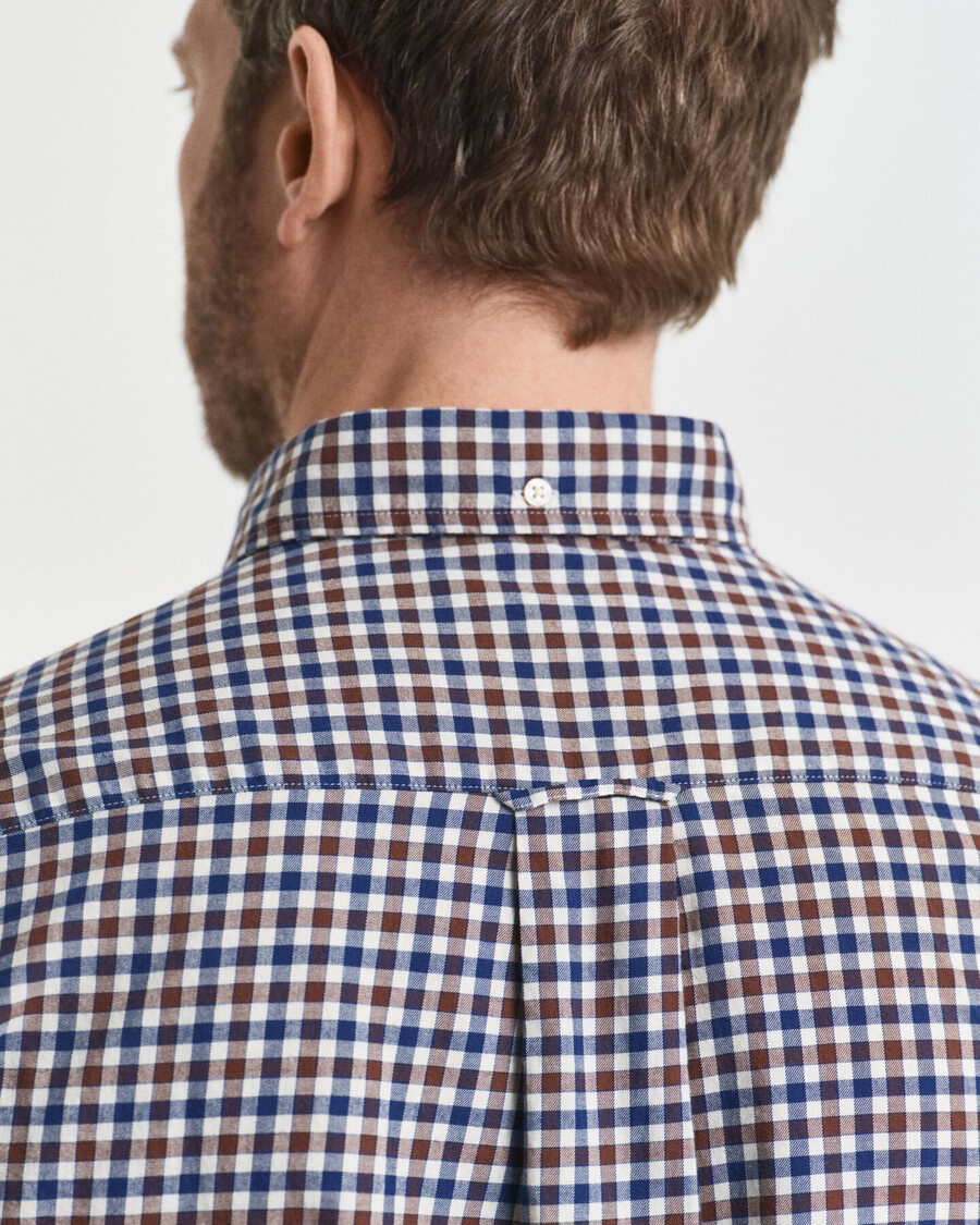 camisa de sarga de cuadros vichy de corte regular - marrón caoba