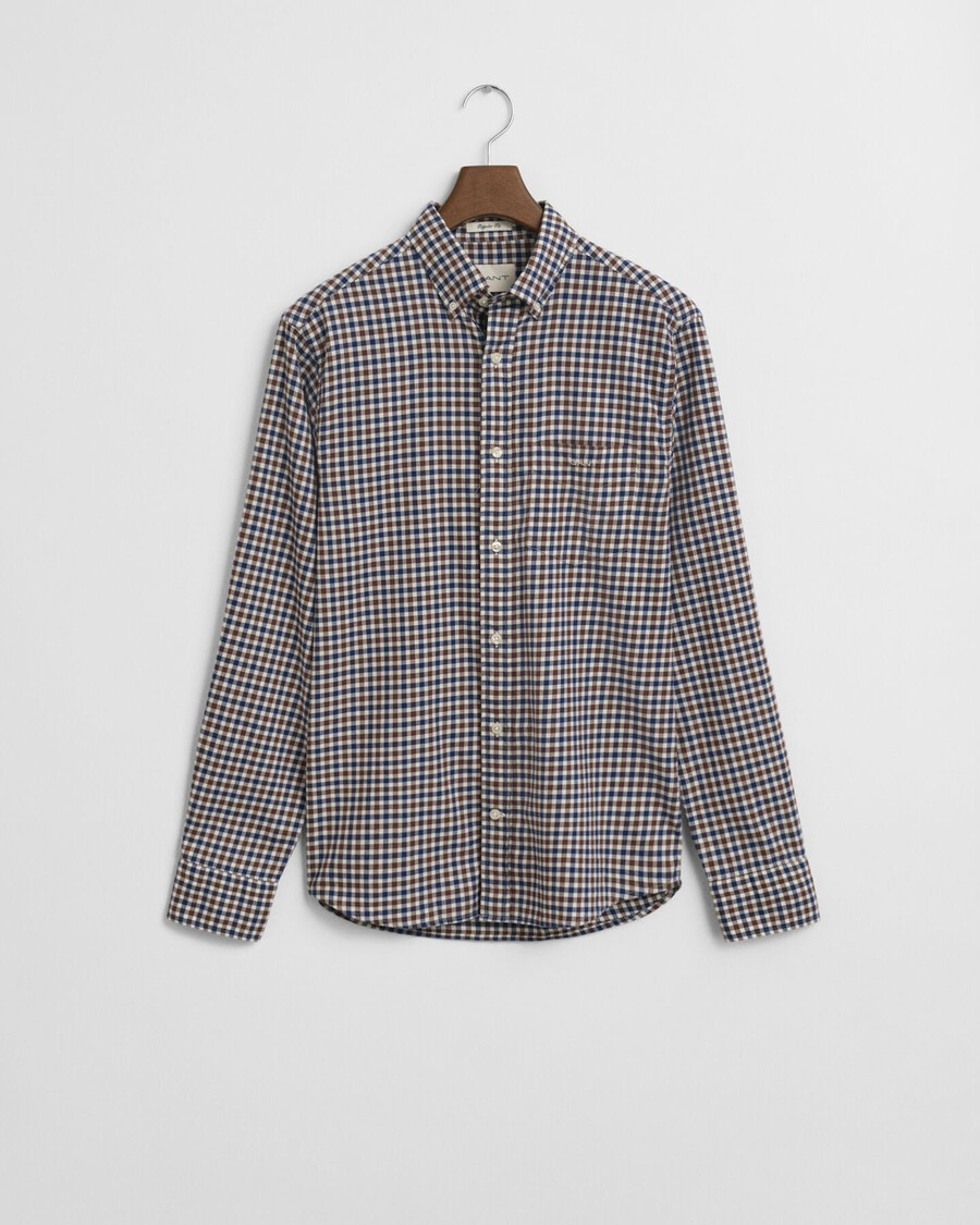 camisa de sarga de cuadros vichy de corte regular - marrón caoba