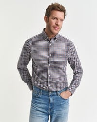 camisa de sarga de cuadros vichy de corte regular - marrón caoba