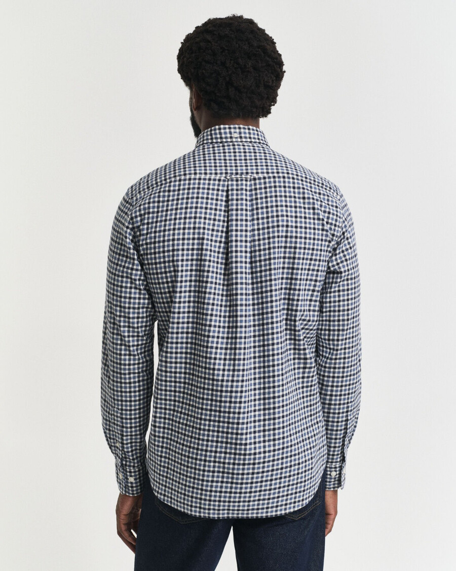 camisa de sarga de cuadros vichy de corte regular - azul marino