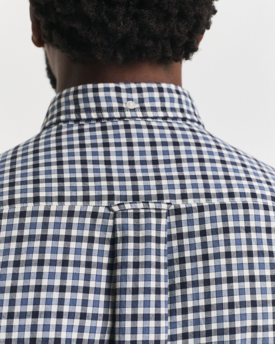 camisa de sarga de cuadros vichy de corte regular - azul marino