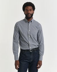 camisa de sarga de cuadros vichy de corte regular - azul marino