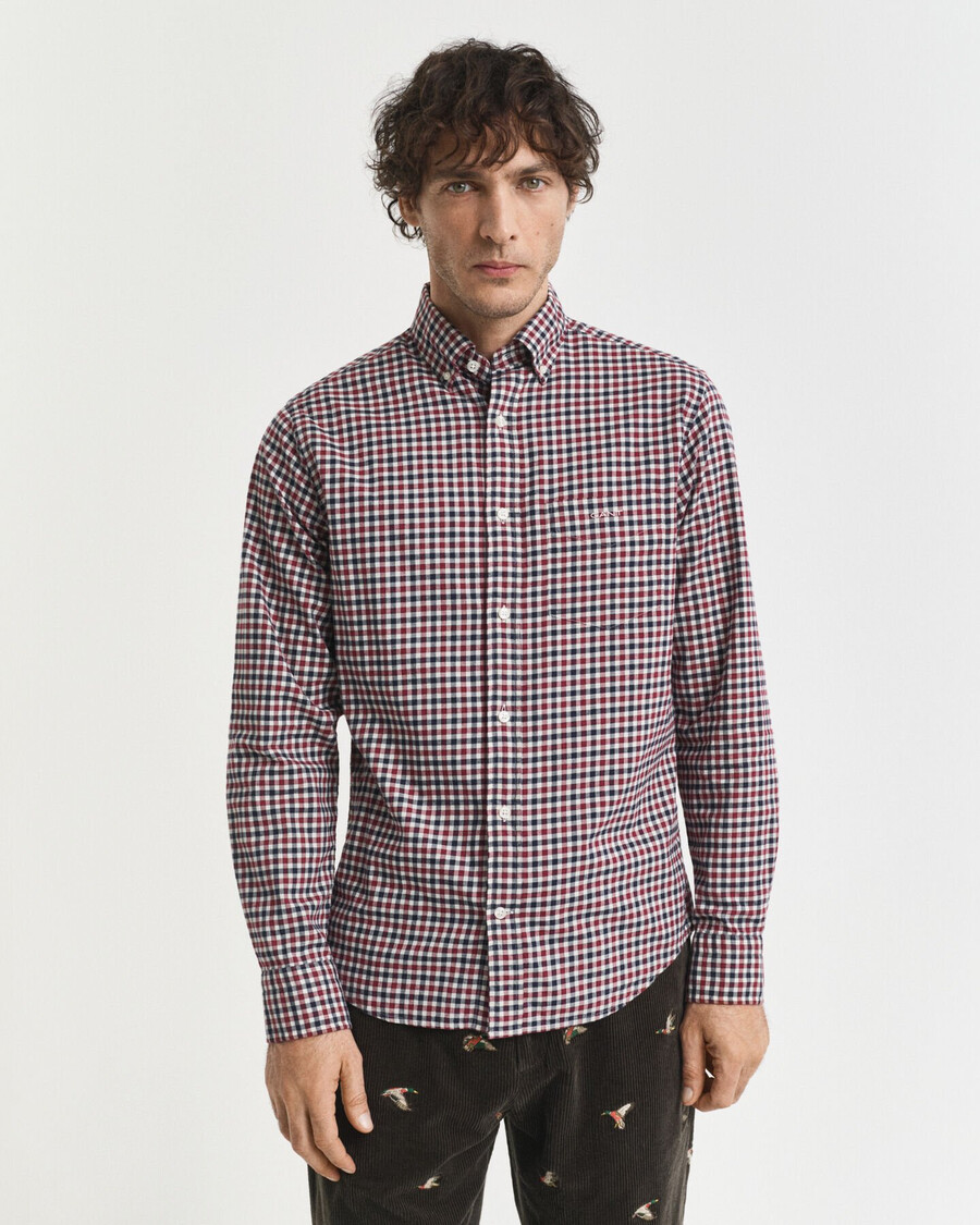 camisa de sarga de cuadros vichy de corte regular - plumped red
