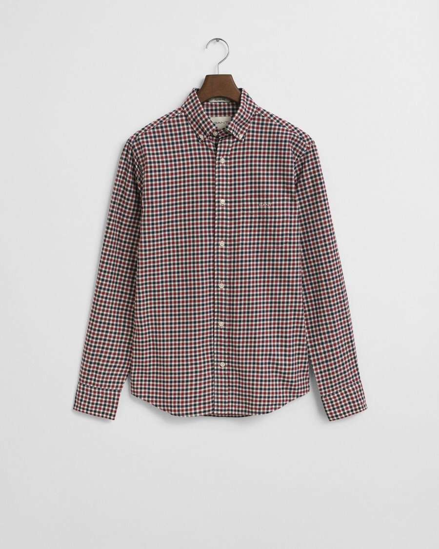 camisa de sarga de cuadros vichy de corte regular - plumped red