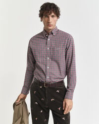 camisa de sarga de cuadros vichy de corte regular - plumped red