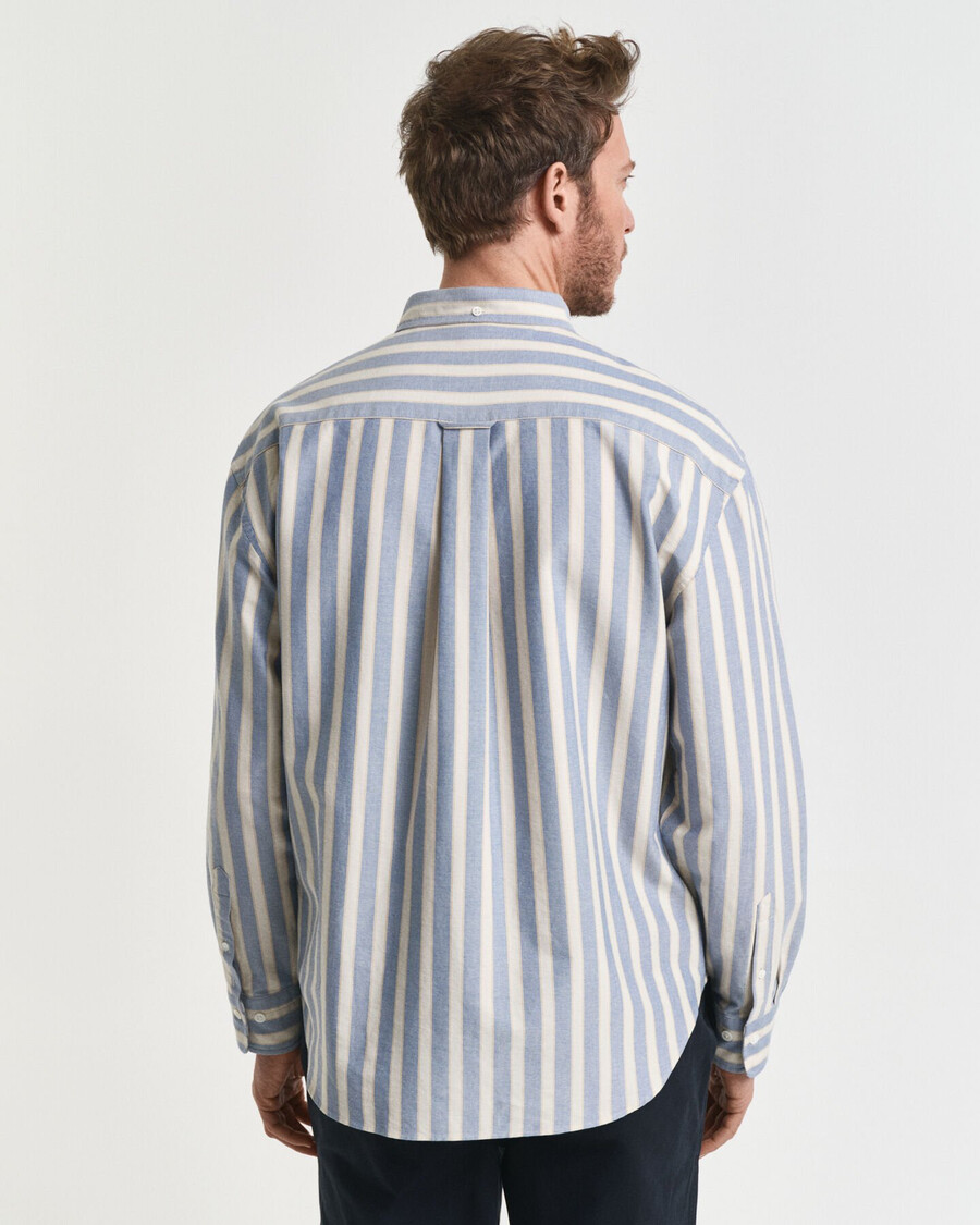 camisa oxford heritage de rayas de corte relajado - azul agua