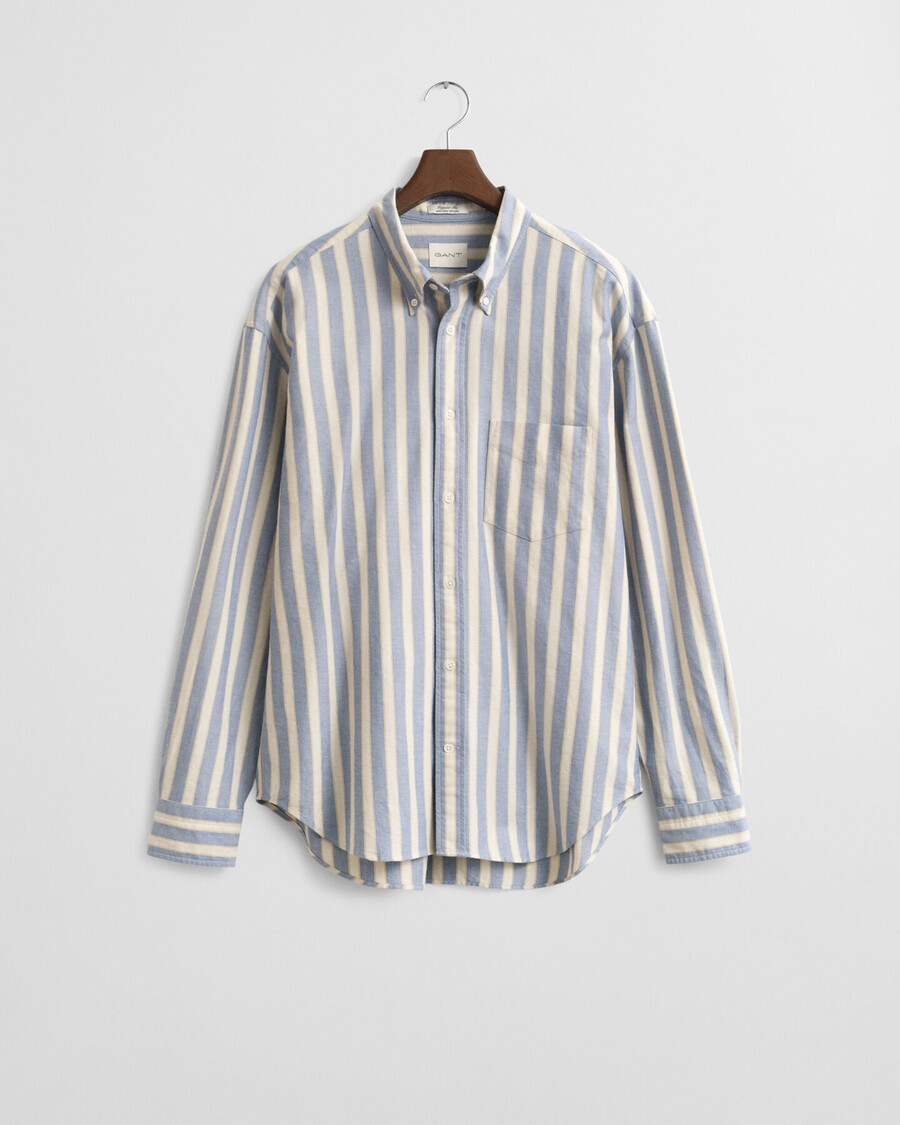 camisa oxford heritage de rayas de corte relajado - azul agua