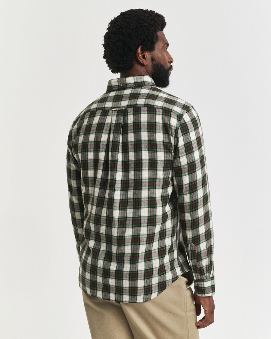 camisa de franela a cuadros de corte regular y efecto viento - crema