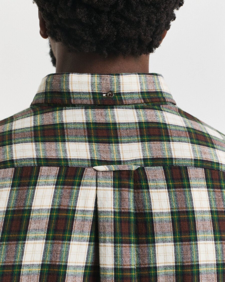 camisa de franela a cuadros de corte regular y efecto viento - crema