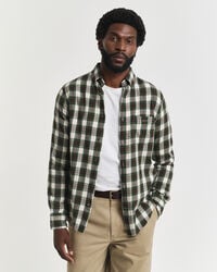 camisa de franela a cuadros de corte regular y efecto viento - crema