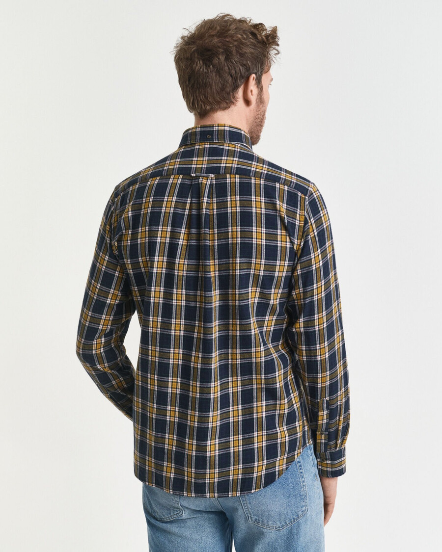 camisa de franela a cuadros de corte regular y efecto viento - azul noche