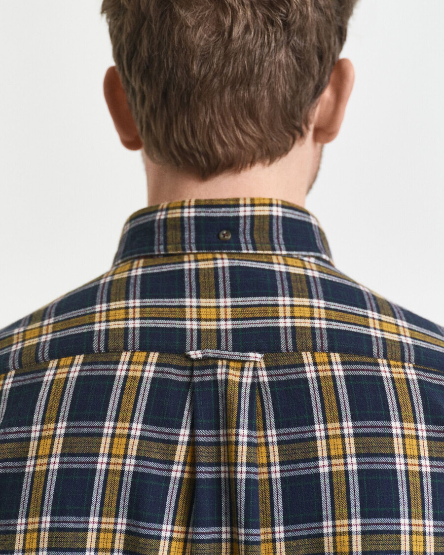 camisa de franela a cuadros de corte regular y efecto viento - azul noche