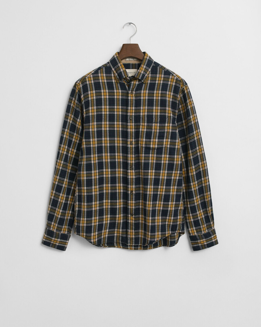 camisa de franela a cuadros de corte regular y efecto viento - azul noche