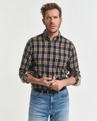 camisa de franela a cuadros de corte regular y efecto viento - azul noche
