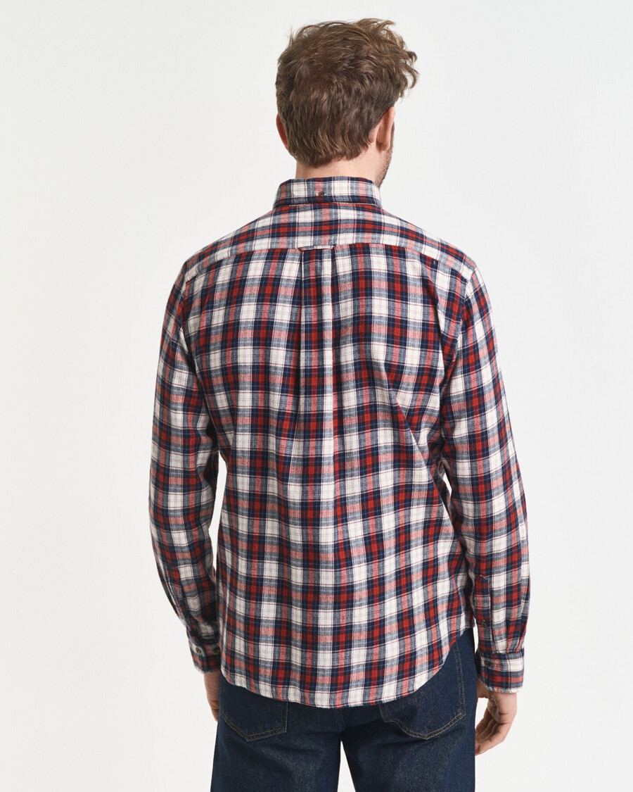 camisa de franela a cuadros de corte regular y efecto viento - Óxido moderno