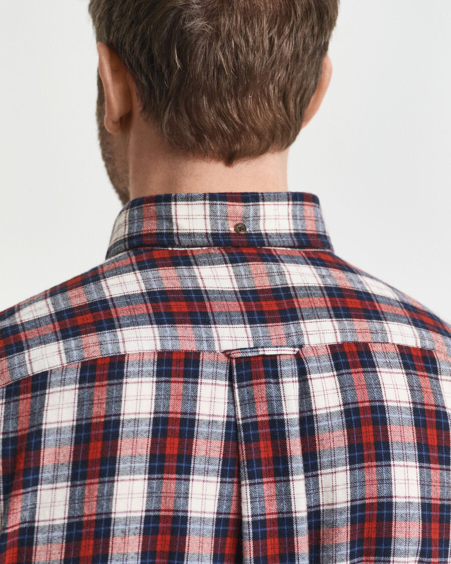 camisa de franela a cuadros de corte regular y efecto viento - Óxido moderno