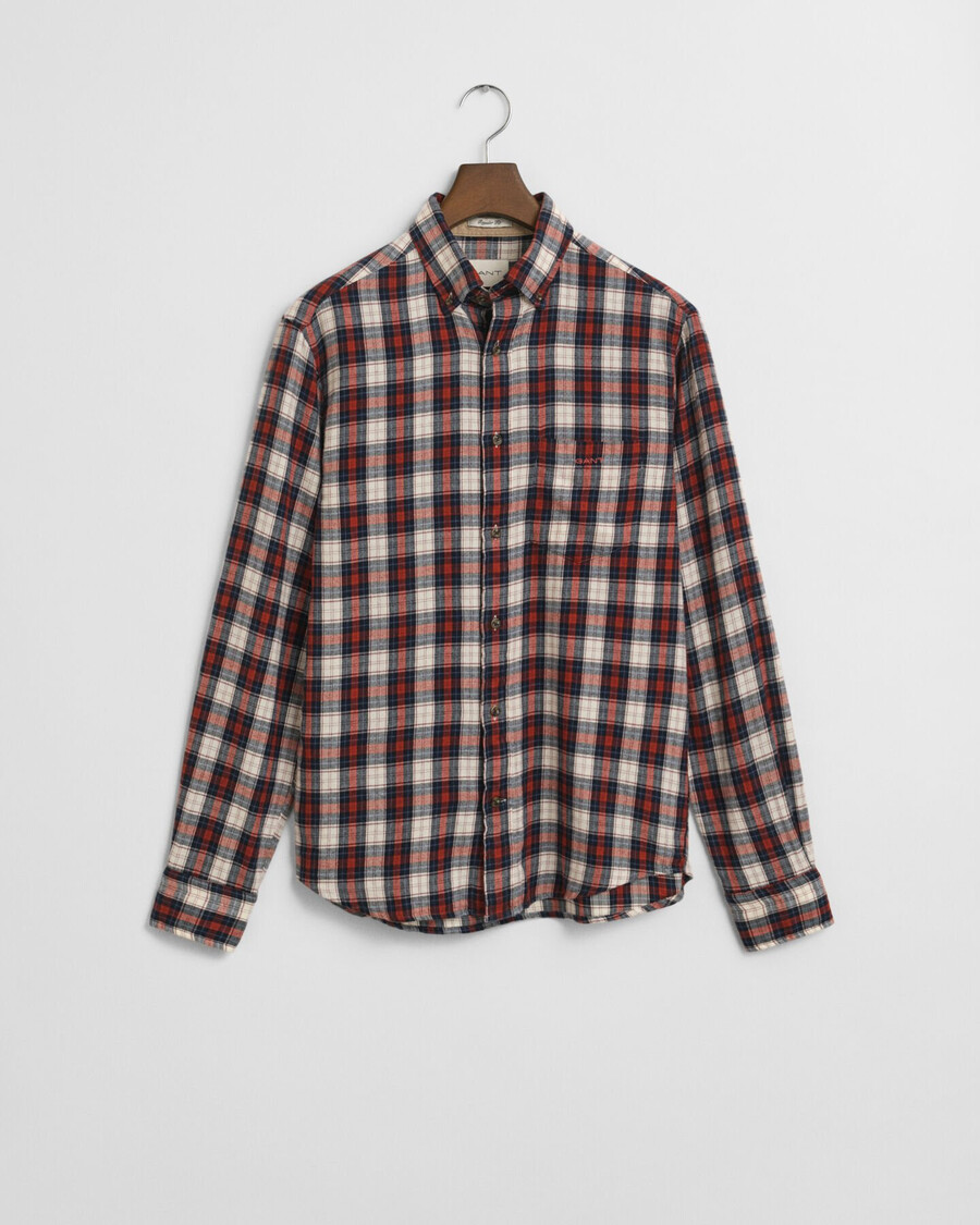camisa de franela a cuadros de corte regular y efecto viento - Óxido moderno
