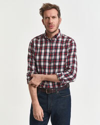 camisa de franela a cuadros de corte regular y efecto viento - Óxido moderno