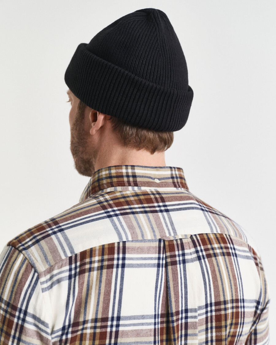 camisa de franela a cuadros con efecto desgastado y corte regular - crema