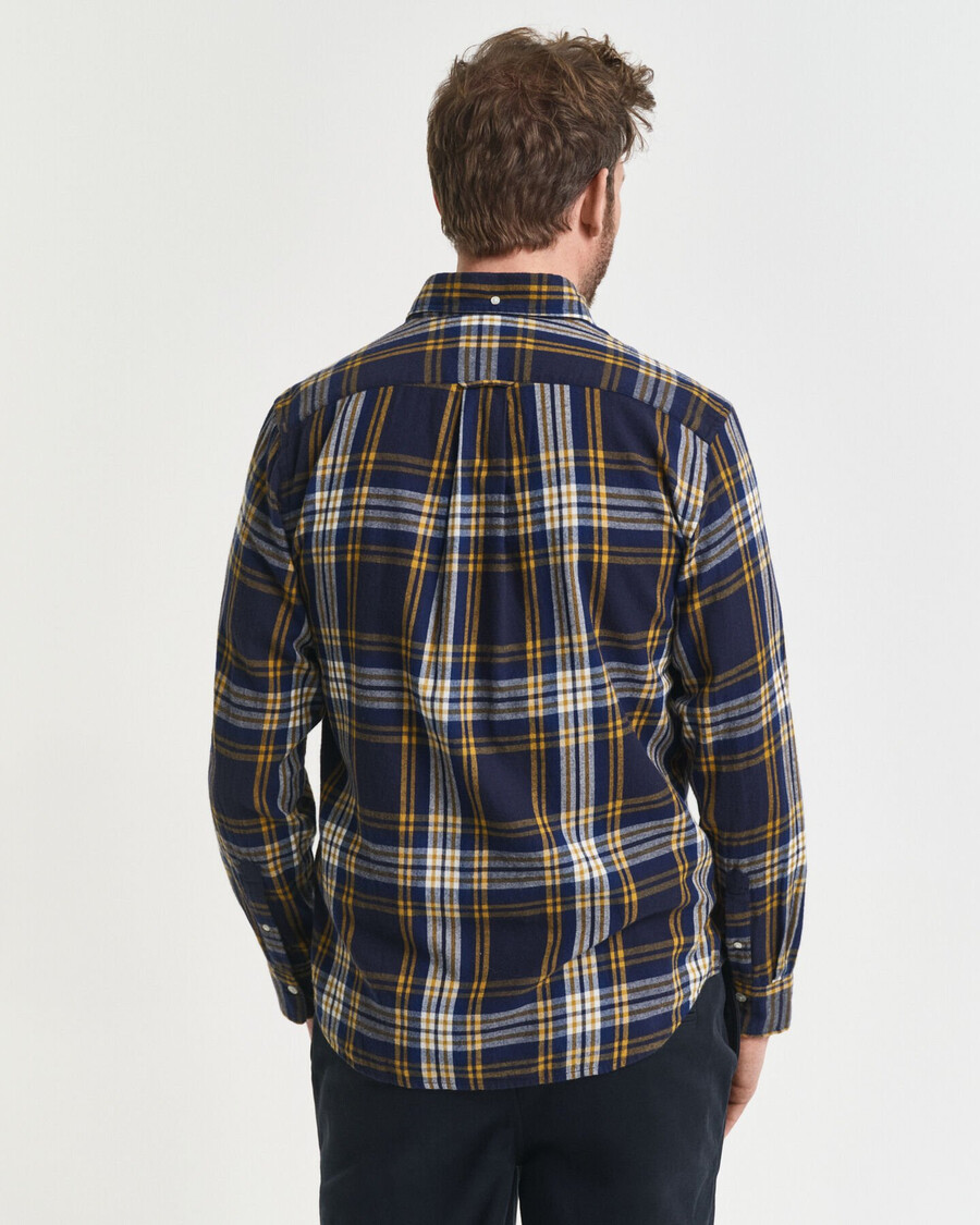 camisa de franela a cuadros con corte regular y efecto viento - azul noche