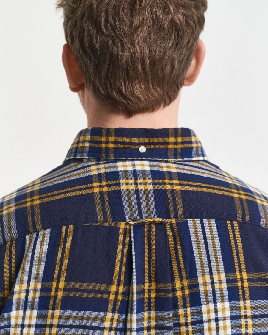 camisa de franela a cuadros con corte regular y efecto viento - azul noche